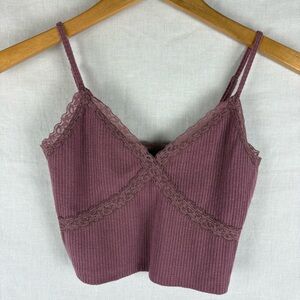 Aeropostale Women’s Lace Crop V-Neck Tank Top Size M